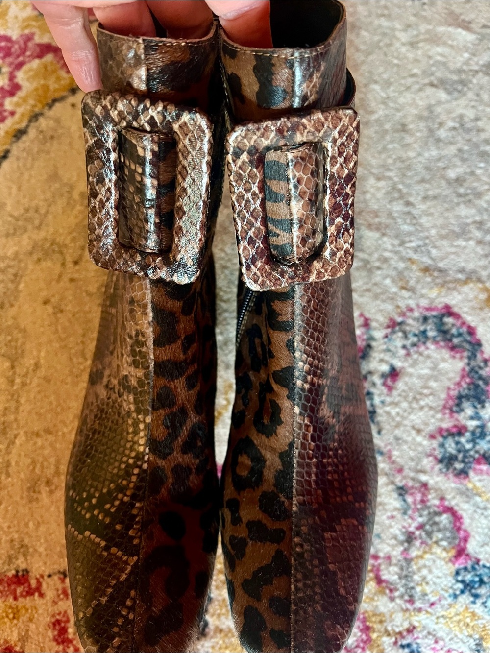 🤎🖤NWOT Jeffrey Campbell Godard Leopard Print/Snakeskin Ankle Boots🖤🤎 - Picture 5 of 9